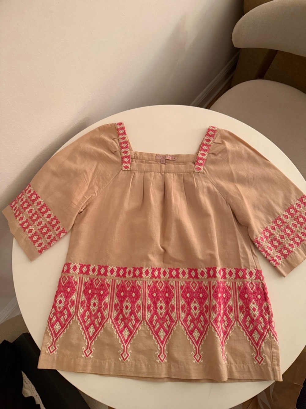 Calypso Embroidered Beige Top